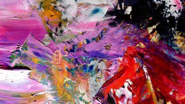 Renkli soyut arkaplan dokusu. Modern motif görsel sanat. Yağlı boya karışımı. Moda el boyama bezi. Duvar dekorasyonu ve Duvar arkaplan resimleri fikri.