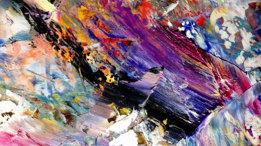 Renkli soyut arkaplan dokusu. Modern motif görsel sanat. Yağlı boya karışımı. Moda el boyama bezi. Duvar dekorasyonu ve Duvar arkaplan resimleri fikri.