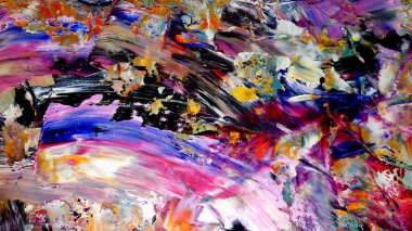 Renkli soyut arkaplan dokusu. Modern motif görsel sanat. Yağlı boya karışımı. Moda el boyama bezi. Duvar dekorasyonu ve Duvar arkaplan resimleri fikri.