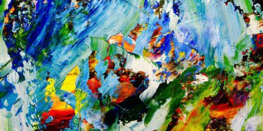 Renkli soyut arkaplan dokusu. Modern motif görsel sanat. Yağlı boya karışımı. Moda el boyama bezi. Duvar dekorasyonu ve Duvar arkaplan resimleri fikri. 