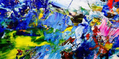 Renkli soyut arkaplan dokusu. Modern motif görsel sanat. Yağlı boya karışımı. Moda el boyama bezi. Duvar dekorasyonu ve Duvar arkaplan resimleri fikri. 