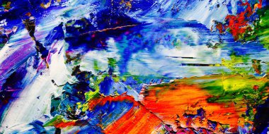 Renkli soyut arkaplan dokusu. Modern motif görsel sanat. Yağlı boya karışımı. Moda el boyama bezi. Duvar dekorasyonu ve Duvar arkaplan resimleri fikri. 