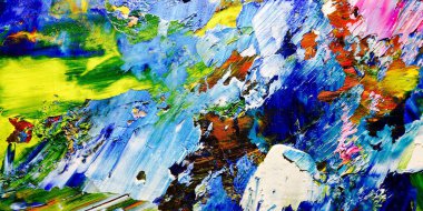 Renkli soyut arkaplan dokusu. Modern motif görsel sanat. Yağlı boya karışımı. Moda el boyama bezi. Duvar dekorasyonu ve Duvar arkaplan resimleri fikri. 