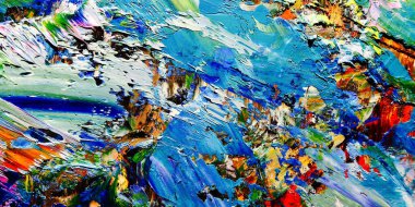 Renkli soyut arkaplan dokusu. Modern motif görsel sanat. Yağlı boya karışımı. Moda el boyama bezi. Duvar dekorasyonu ve Duvar arkaplan resimleri fikri.