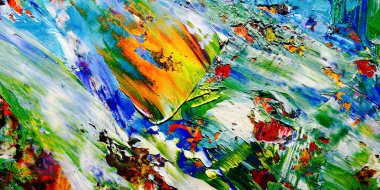 Renkli soyut arkaplan dokusu. Modern motif görsel sanat. Yağlı boya karışımı. Moda el boyama bezi. Duvar dekorasyonu ve Duvar arkaplan resimleri fikri.