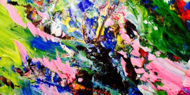 Renkli soyut arkaplan dokusu. Modern motif görsel sanat. Yağlı boya karışımı. Moda el boyama bezi. Duvar dekorasyonu ve Duvar arkaplan resimleri fikri. 