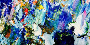 Renkli soyut arkaplan dokusu. Modern motif görsel sanat. Yağlı boya karışımı. Moda el boyama bezi. Duvar dekorasyonu ve Duvar arkaplan resimleri fikri. 