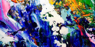 Renkli soyut arkaplan dokusu. Modern motif görsel sanat. Yağlı boya karışımı. Moda el boyama bezi. Duvar dekorasyonu ve Duvar arkaplan resimleri fikri. 