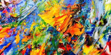 Renkli soyut arkaplan dokusu. Modern motif görsel sanat. Yağlı boya karışımı. Moda el boyama bezi. Duvar dekorasyonu ve Duvar arkaplan resimleri fikri.