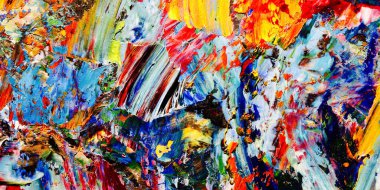 Renkli soyut arkaplan dokusu. Modern motif görsel sanat. Yağlı boya karışımı. Moda el boyama bezi. Duvar dekorasyonu ve Duvar arkaplan resimleri fikri.