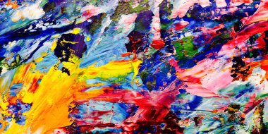 Renkli soyut arkaplan dokusu. Modern motif görsel sanat. Yağlı boya karışımı. Moda el boyama bezi. Duvar dekorasyonu ve Duvar arkaplan resimleri fikri.