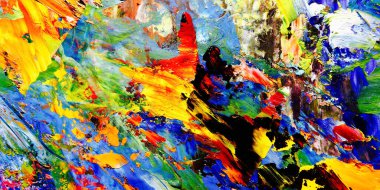 Renkli soyut arkaplan dokusu. Modern motif görsel sanat. Yağlı boya karışımı. Moda el boyama bezi. Duvar dekorasyonu ve Duvar arkaplan resimleri fikri.