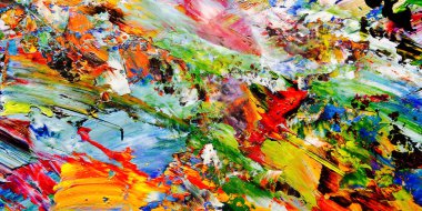 Renkli soyut arkaplan dokusu. Modern motif görsel sanat. Yağlı boya karışımı. Moda el boyama bezi. Duvar dekorasyonu ve Duvar arkaplan resimleri fikri.