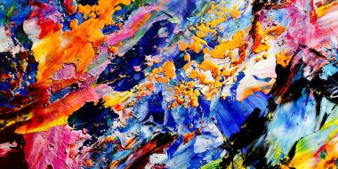 Renkli soyut arkaplan dokusu. Modern motif görsel sanat. Yağlı boya karışımı. Moda el boyama bezi. Duvar dekorasyonu ve Duvar arkaplan resimleri fikri.