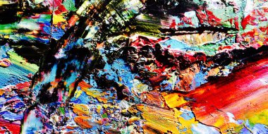 Renkli soyut arkaplan dokusu. Modern motif görsel sanat. Yağlı boya karışımı. Moda el boyama bezi. Duvar dekorasyonu ve Duvar arkaplan resimleri fikri.