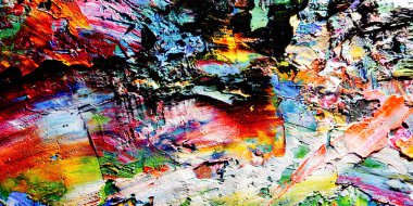 Renkli soyut arkaplan dokusu. Modern motif görsel sanat. Yağlı boya karışımı. Moda el boyama bezi. Duvar dekorasyonu ve Duvar arkaplan resimleri fikri.