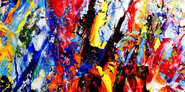 Renkli soyut arkaplan dokusu. Modern motif görsel sanat. Yağlı boya karışımı. Moda el boyama bezi. Duvar dekorasyonu ve Duvar arkaplan resimleri fikri.