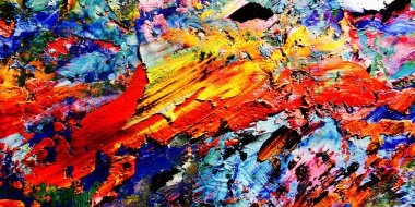 Renkli soyut arkaplan dokusu. Modern motif görsel sanat. Yağlı boya karışımı. Moda el boyama bezi. Duvar dekorasyonu ve Duvar arkaplan resimleri fikri.