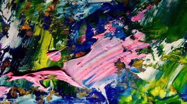 Renkli soyut arkaplan dokusu. Modern motif görsel sanat. Yağlı boya karışımı. Moda el boyama bezi. Duvar dekorasyonu ve Duvar arkaplan resimleri fikri.