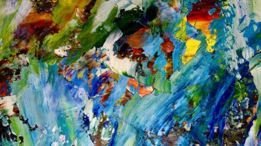 Renkli soyut arkaplan dokusu. Modern motif görsel sanat. Yağlı boya karışımı. Moda el boyama bezi. Duvar dekorasyonu ve Duvar arkaplan resimleri fikri.