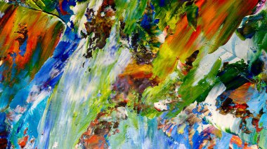 Renkli soyut arkaplan dokusu. Modern motif görsel sanat. Yağlı boya karışımı. Moda el boyama bezi. Duvar dekorasyonu ve Duvar arkaplan resimleri fikri.