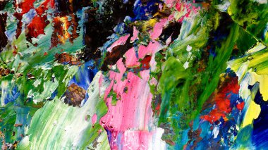 Renkli soyut arkaplan dokusu. Modern motif görsel sanat. Yağlı boya karışımı. Moda el boyama bezi. Duvar dekorasyonu ve Duvar arkaplan resimleri fikri.