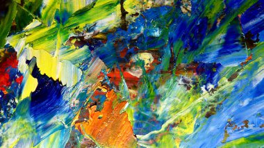Renkli soyut arkaplan dokusu. Modern motif görsel sanat. Yağlı boya karışımı. Moda el boyama bezi. Duvar dekorasyonu ve Duvar arkaplan resimleri fikri.