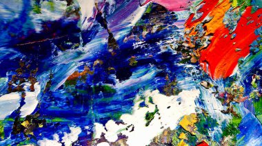 Renkli soyut arkaplan dokusu. Modern motif görsel sanat. Yağlı boya karışımı. Moda el boyama bezi. Duvar dekorasyonu ve Duvar arkaplan resimleri fikri.