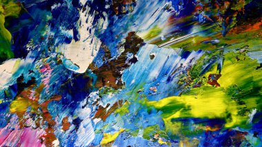 Renkli soyut arkaplan dokusu. Modern motif görsel sanat. Yağlı boya karışımı. Moda el boyama bezi. Duvar dekorasyonu ve Duvar arkaplan resimleri fikri.