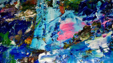 Renkli soyut arkaplan dokusu. Modern motif görsel sanat. Yağlı boya karışımı. Moda el boyama bezi. Duvar dekorasyonu ve Duvar arkaplan resimleri fikri.