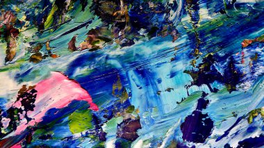 Renkli soyut arkaplan dokusu. Modern motif görsel sanat. Yağlı boya karışımı. Moda el boyama bezi. Duvar dekorasyonu ve Duvar arkaplan resimleri fikri.