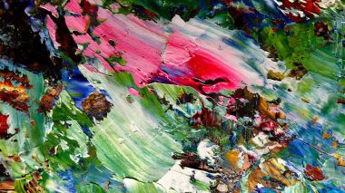 Renkli soyut arkaplan dokusu. Modern motif görsel sanat. Yağlı boya karışımı. Moda el boyama bezi. Duvar dekorasyonu ve Duvar arkaplan resimleri fikri.