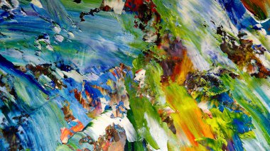 Renkli soyut arkaplan dokusu. Modern motif görsel sanat. Yağlı boya karışımı. Moda el boyama bezi. Duvar dekorasyonu ve Duvar arkaplan resimleri fikri.