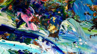 Renkli soyut arkaplan dokusu. Modern motif görsel sanat. Yağlı boya karışımı. Moda el boyama bezi. Duvar dekorasyonu ve Duvar arkaplan resimleri fikri.