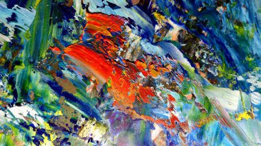 Renkli soyut arkaplan dokusu. Modern motif görsel sanat. Yağlı boya karışımı. Moda el boyama bezi. Duvar dekorasyonu ve Duvar arkaplan resimleri fikri.