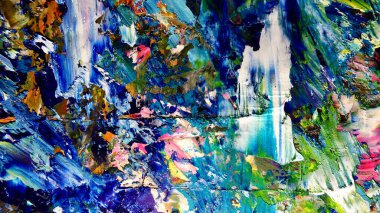 Renkli soyut arkaplan dokusu. Modern motif görsel sanat. Yağlı boya karışımı. Moda el boyama bezi. Duvar dekorasyonu ve Duvar arkaplan resimleri fikri.