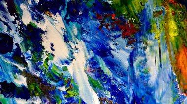 Renkli soyut arkaplan dokusu. Modern motif görsel sanat. Yağlı boya karışımı. Moda el boyama bezi. Duvar dekorasyonu ve Duvar arkaplan resimleri fikri.