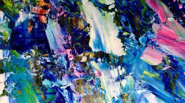 Renkli soyut arkaplan dokusu. Modern motif görsel sanat. Yağlı boya karışımı. Moda el boyama bezi. Duvar dekorasyonu ve Duvar arkaplan resimleri fikri.