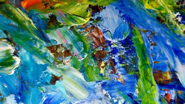 Renkli soyut arkaplan dokusu. Modern motif görsel sanat. Yağlı boya karışımı. Moda el boyama bezi. Duvar dekorasyonu ve Duvar arkaplan resimleri fikri.