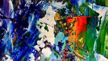 Renkli soyut arkaplan dokusu. Modern motif görsel sanat. Yağlı boya karışımı. Moda el boyama bezi. Duvar dekorasyonu ve Duvar arkaplan resimleri fikri.