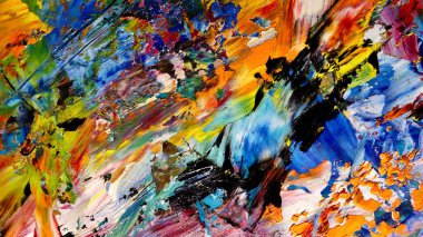 Renkli soyut arkaplan dokusu. Modern motif görsel sanat. Yağlı boya karışımı. Moda el boyama bezi. Duvar dekorasyonu ve Duvar arkaplan resimleri fikri