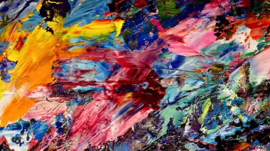 Renkli soyut arkaplan dokusu. Modern motif görsel sanat. Yağlı boya karışımı. Moda el boyama bezi. Duvar dekorasyonu ve Duvar arkaplan resimleri fikri