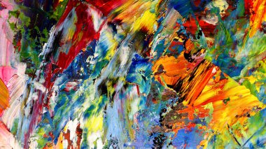 Renkli soyut arkaplan dokusu. Modern motif görsel sanat. Yağlı boya karışımı. Moda el boyama bezi. Duvar dekorasyonu ve Duvar arkaplan resimleri fikri