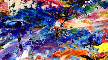 Renkli soyut arkaplan dokusu. Modern motif görsel sanat. Yağlı boya karışımı. Moda el boyama bezi. Duvar dekorasyonu ve Duvar arkaplan resimleri fikri.