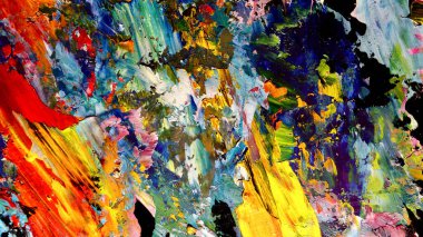 Renkli soyut arkaplan dokusu. Modern motif görsel sanat. Yağlı boya karışımı. Moda el boyama bezi. Duvar dekorasyonu ve Duvar arkaplan resimleri fikri.