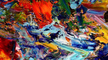 Renkli soyut arkaplan dokusu. Modern motif görsel sanat. Yağlı boya karışımı. Moda el boyama bezi. Duvar dekorasyonu ve Duvar arkaplan resimleri fikri.