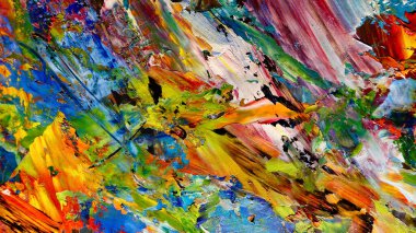 Renkli soyut arkaplan dokusu. Modern motif görsel sanat. Yağlı boya karışımı. Moda el boyama bezi. Duvar dekorasyonu ve Duvar arkaplan resimleri fikri.