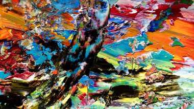 Renkli soyut arkaplan dokusu. Modern motif görsel sanat. Yağlı boya karışımı. Moda el boyama bezi. Duvar dekorasyonu ve Duvar arkaplan resimleri fikri.