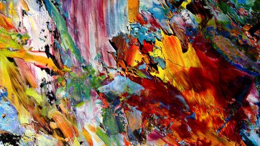 Renkli soyut arkaplan dokusu. Modern motif görsel sanat. Yağlı boya karışımı. Moda el boyama bezi. Duvar dekorasyonu ve Duvar arkaplan resimleri fikri.