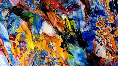 Renkli soyut arkaplan dokusu. Modern motif görsel sanat. Yağlı boya karışımı. Moda el boyama bezi. Duvar dekorasyonu ve Duvar arkaplan resimleri fikri.